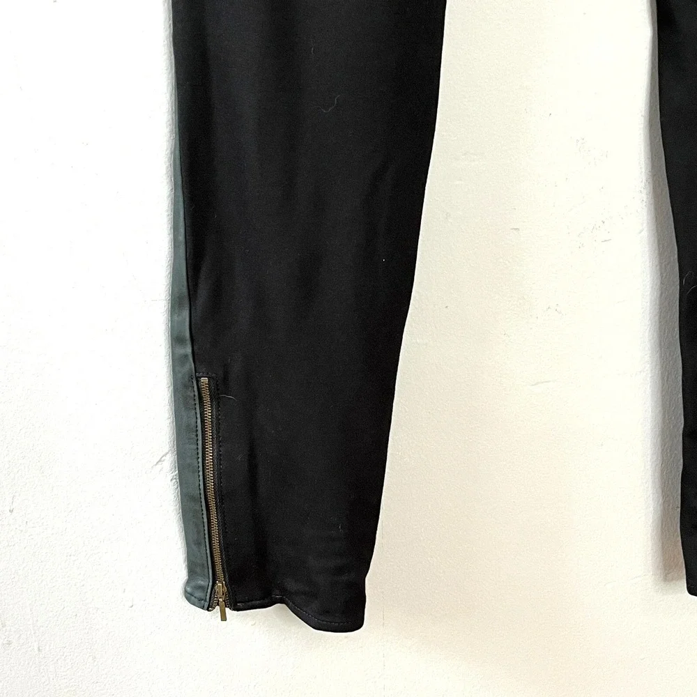AS by DF Leather Front Knit Legging Womens 8 Gray/Black Pull-on Moto Rocker Edgy